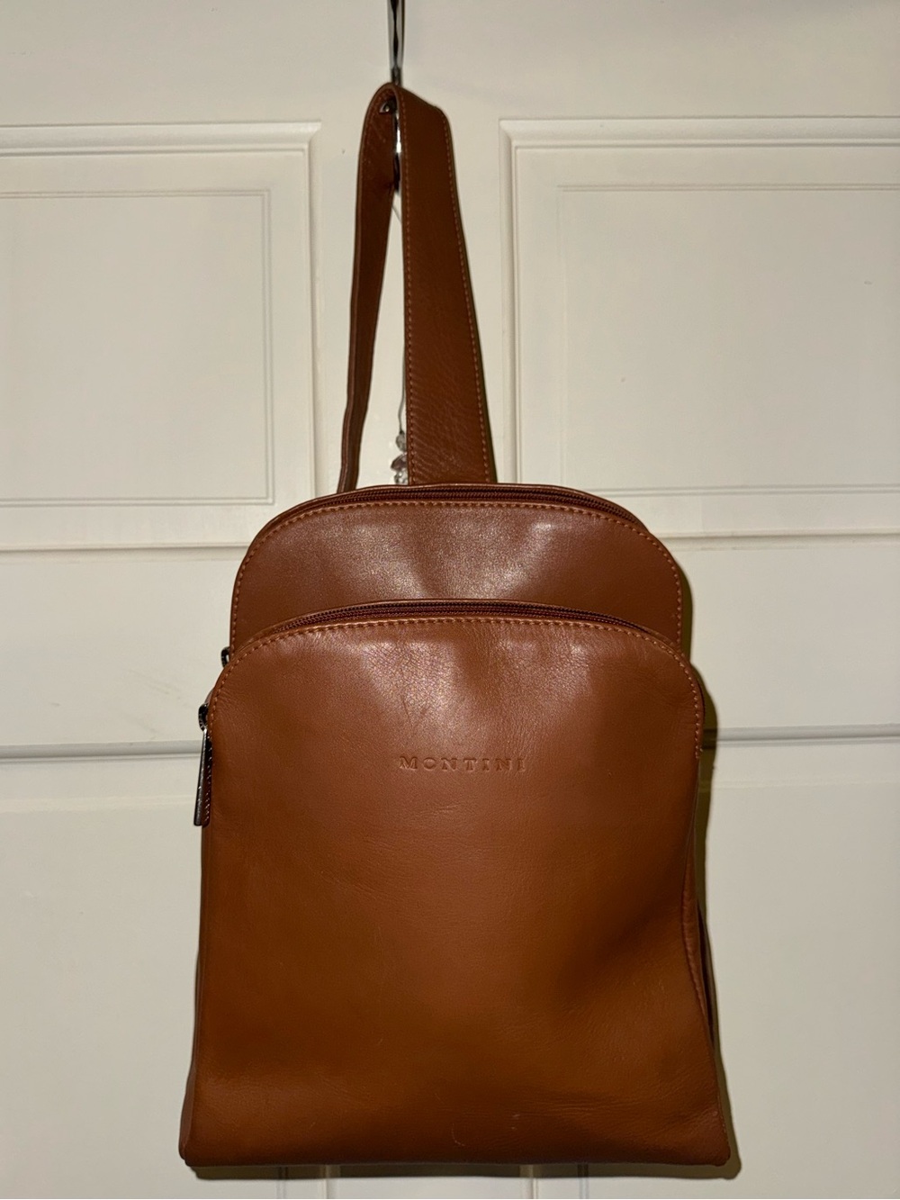 MONTINI Brown Leather Crossbody Sling Bag